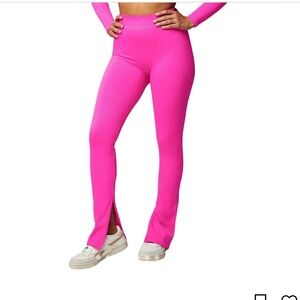 Fabletics Hot Pink Seamless High-Waisted Slit Leggings